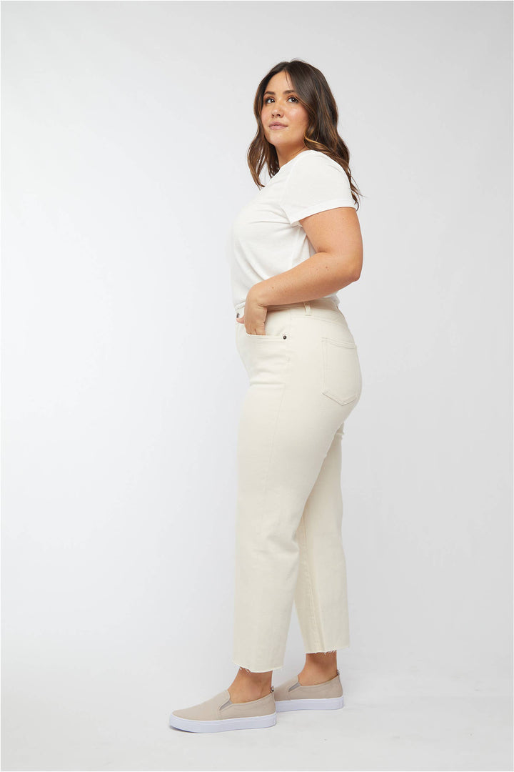 Ankle Crop High Rise Jean in Ivory