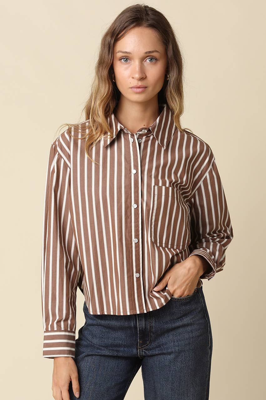 Leah Stripe Button-Up Shirt