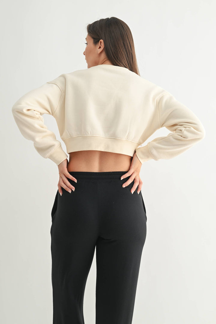 MVP Cropped Fleece Sweatshirt in Pearl