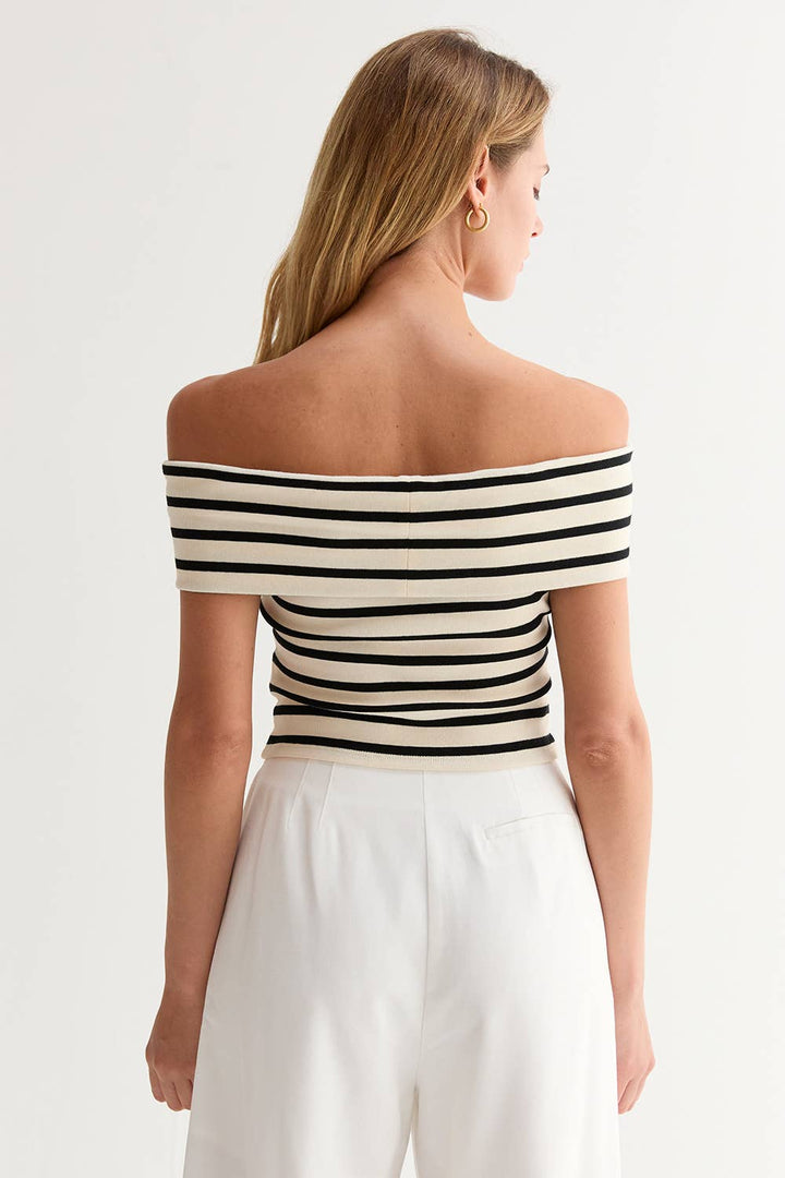Kerry Striped Off-Shoulder Knit Top