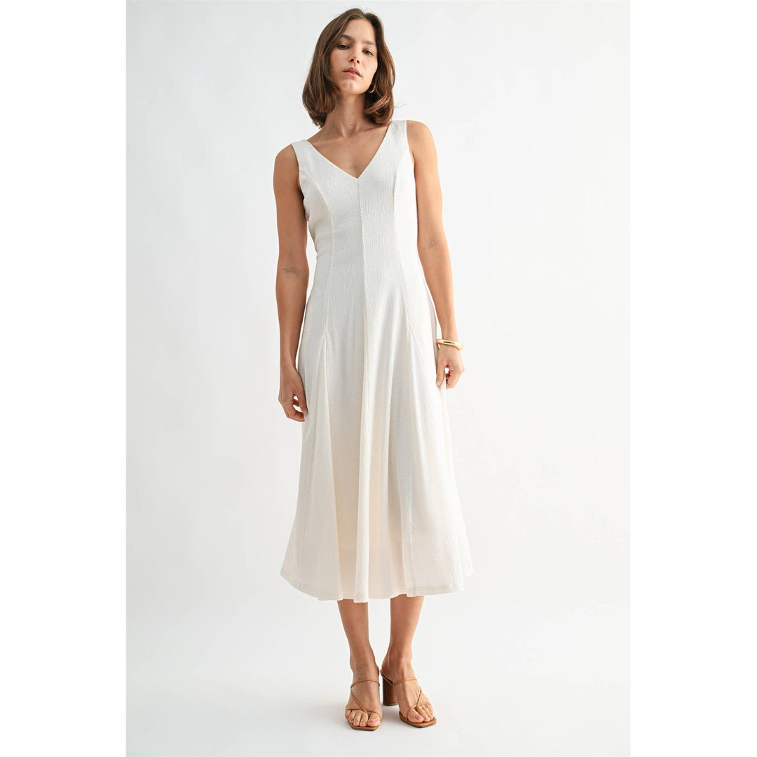 Textured Knit V-Neck Dress