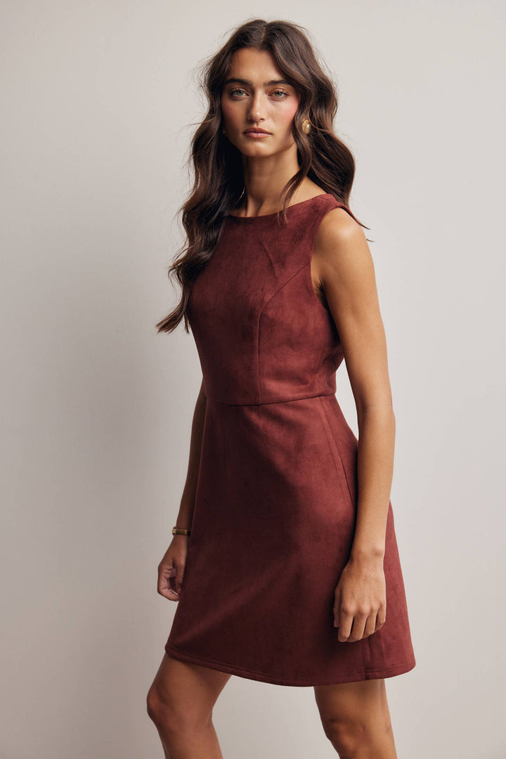 Stretch Suede Sleeveless Mini Dress FD0059