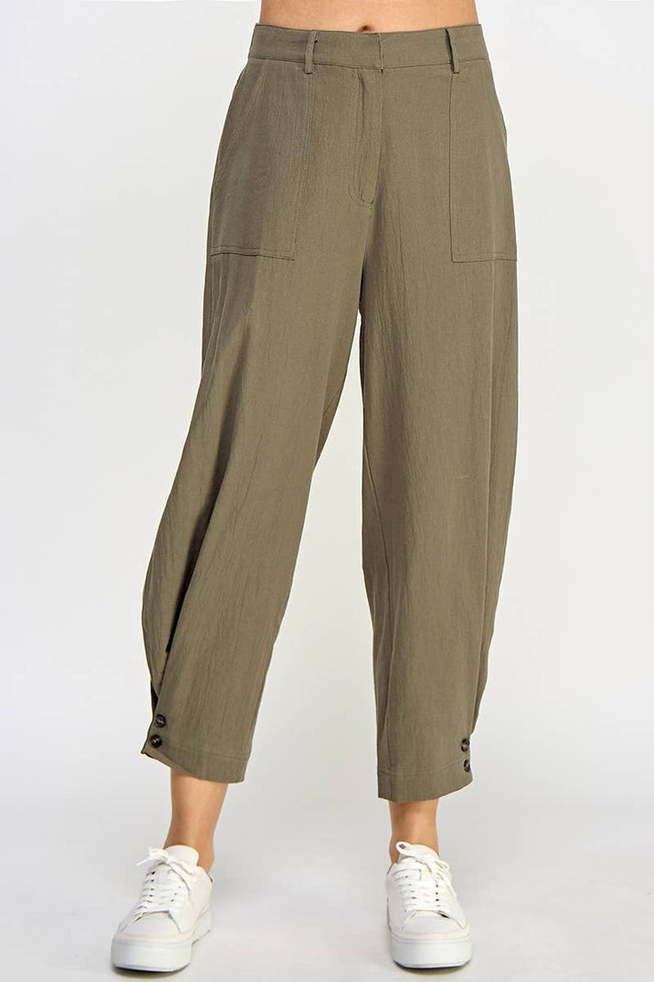 Tapered Pants with Button Detail