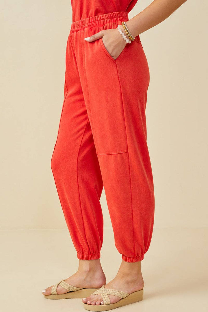 Womens Washed Paneled Knit Joggers