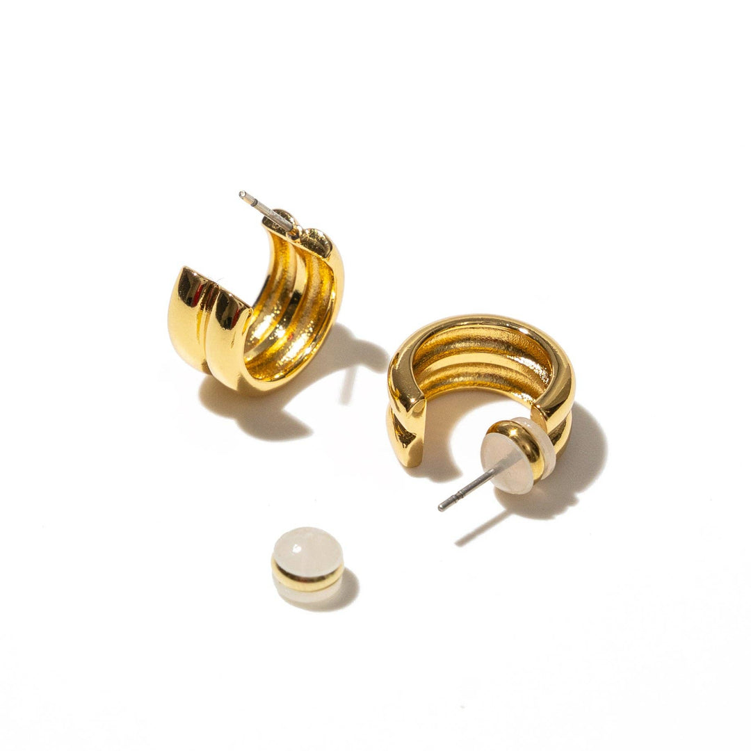 18k Gold Twin Hoops Mini