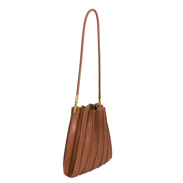 Carrie Saddle Pleated Vegan Leather Shoulder Bag
