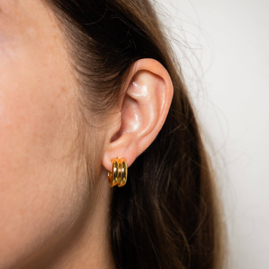 18k Gold Twin Hoops Mini