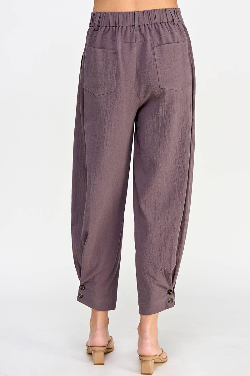 Tapered Pants with Button Detail