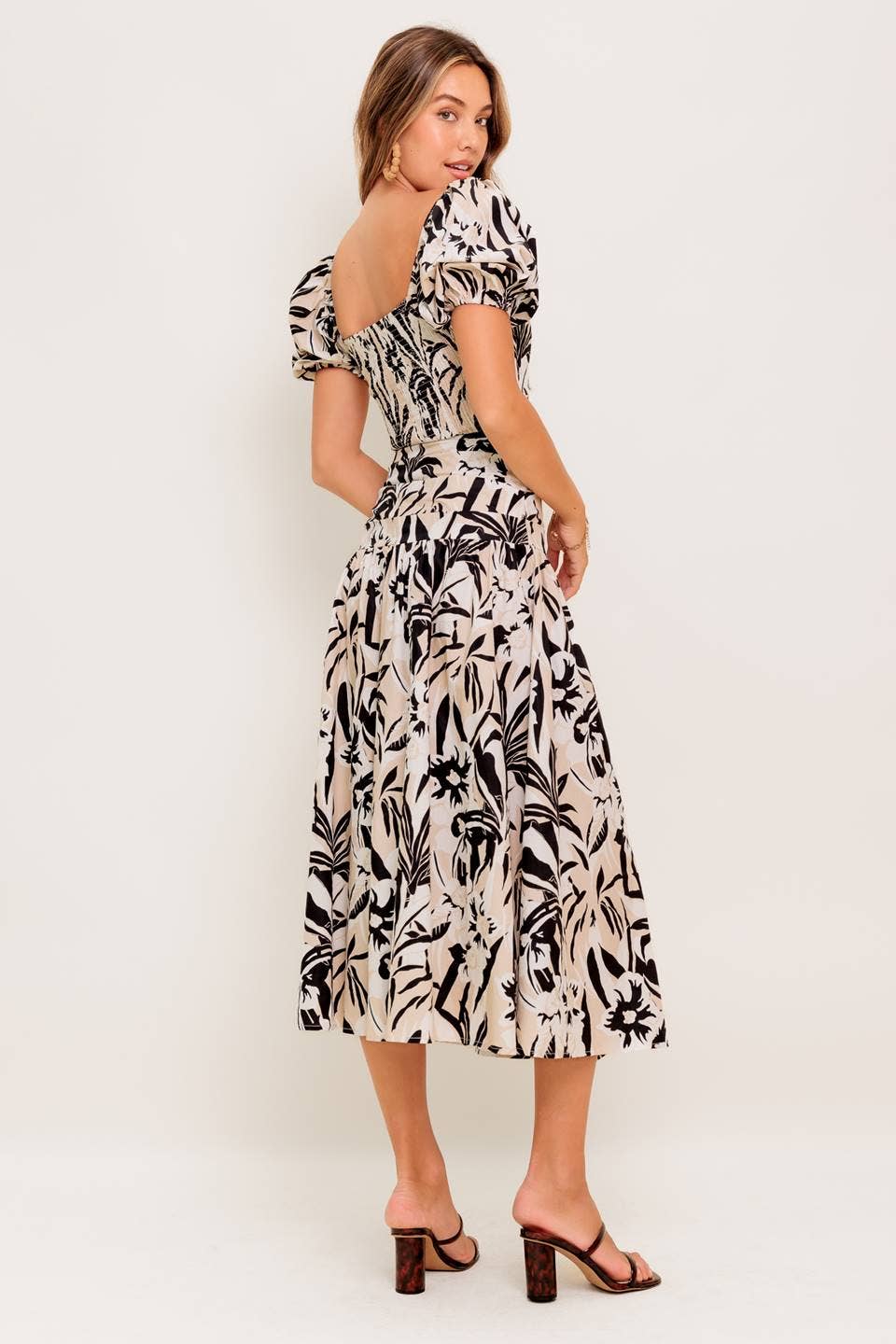 Black &amp; Taupe Printed Woven Top &amp; Skirt Set