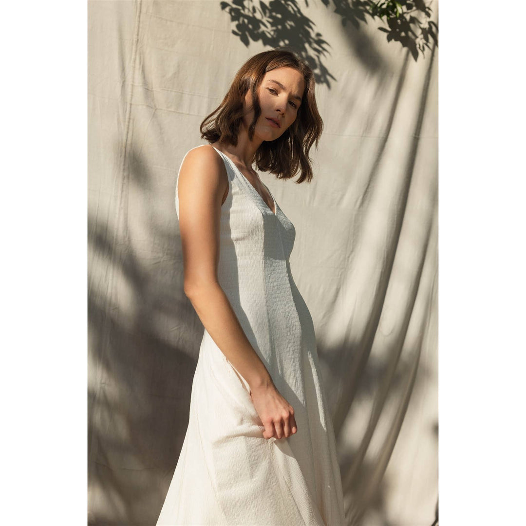 Textured Knit V-Neck Dress