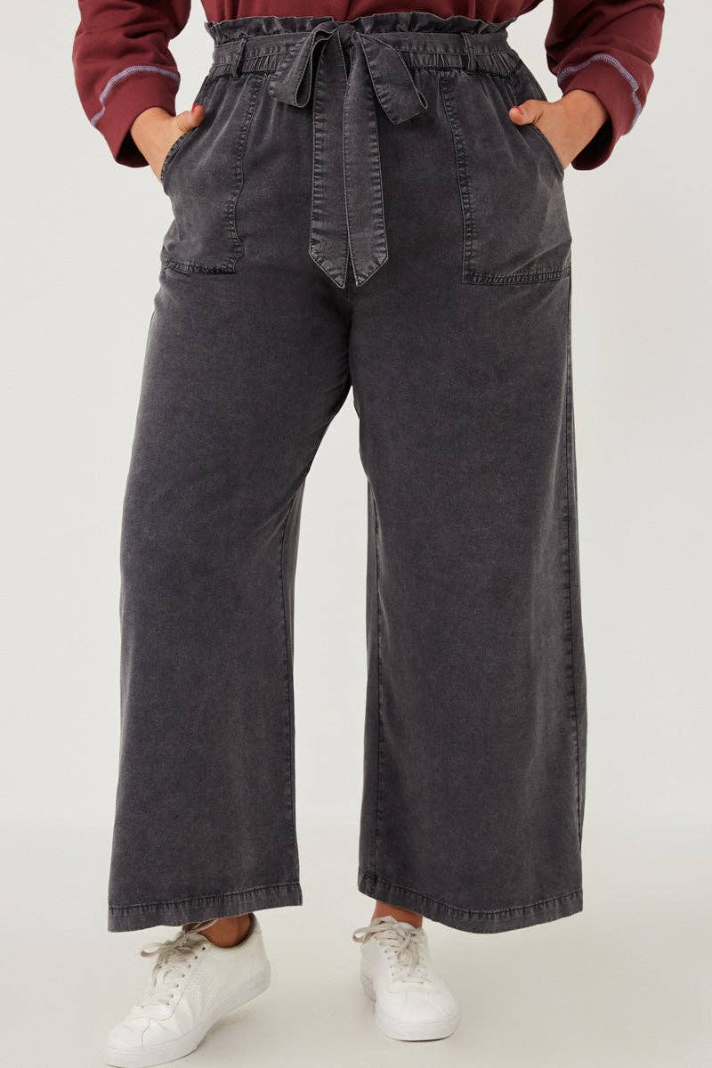 Womens Garment Dyed Tencel Wide Leg Pant