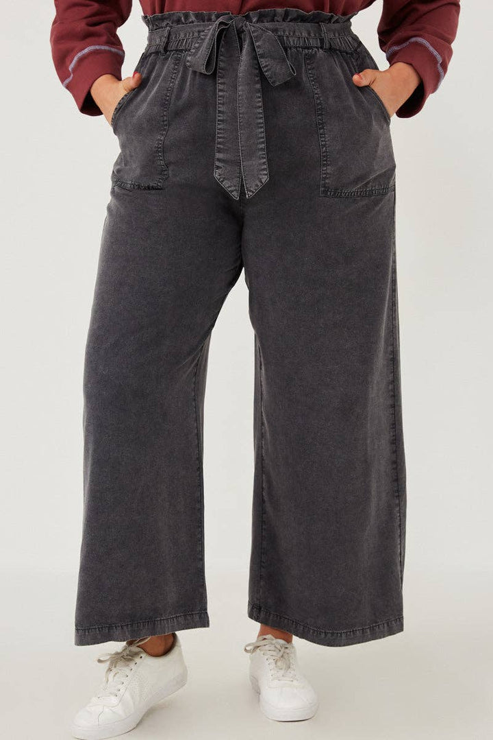 Womens Garment Dyed Tencel Wide Leg Pant