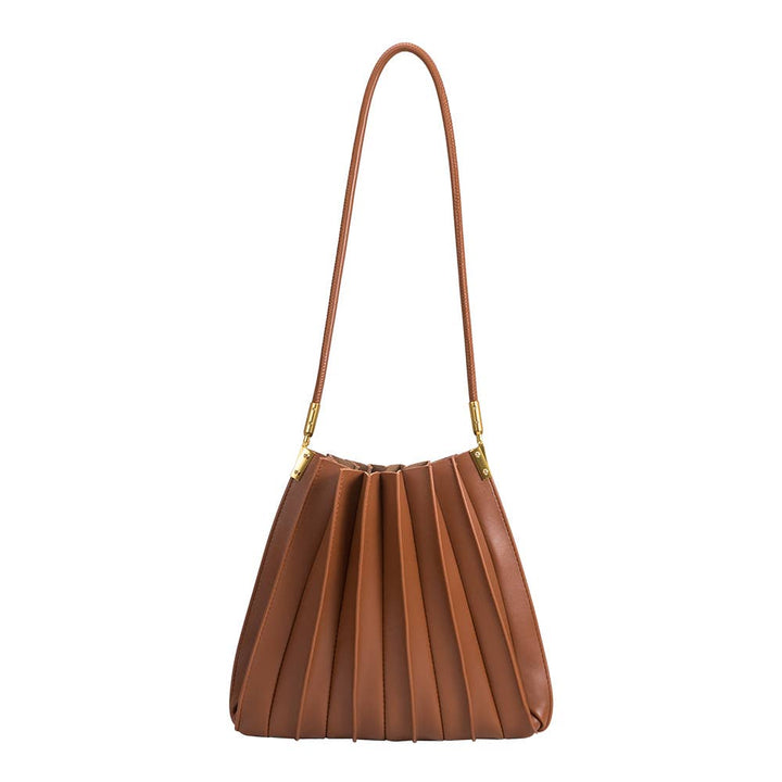Carrie Saddle Pleated Vegan Leather Shoulder Bag