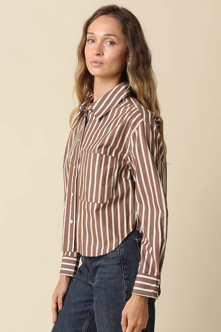 Leah Stripe Button-Up Shirt