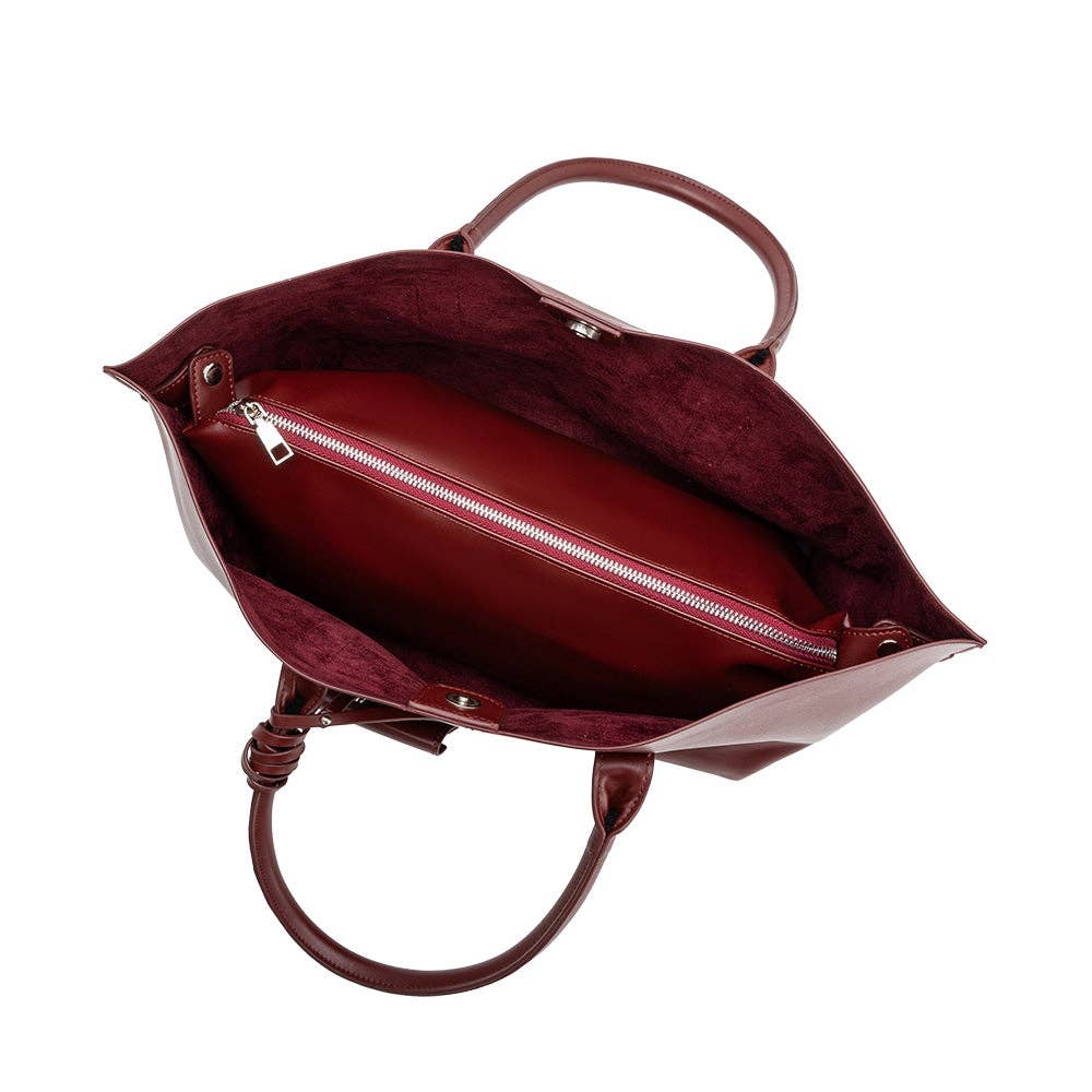 Astrid Burgundy Recycled Vegan Leather Tote Bag