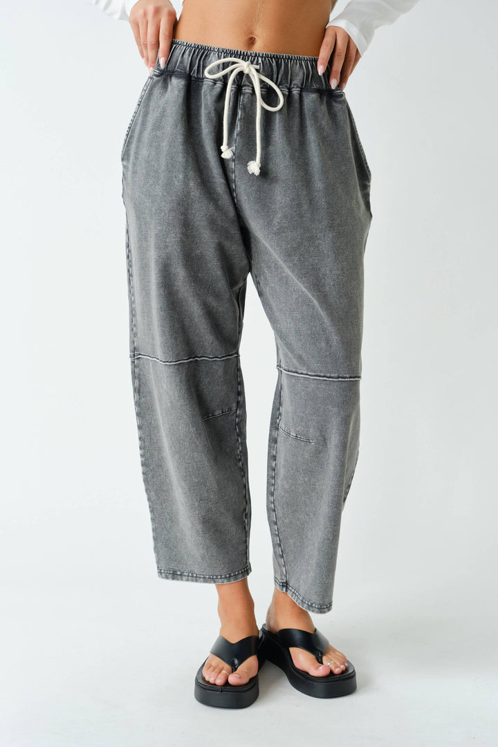 Cotton Blend Mineral Wash Straight Leg Pants