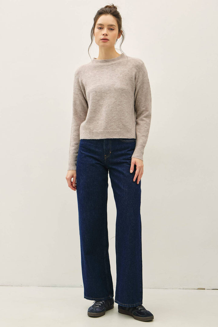 Classic Crew Neck Long Sleeve Knit Sweater