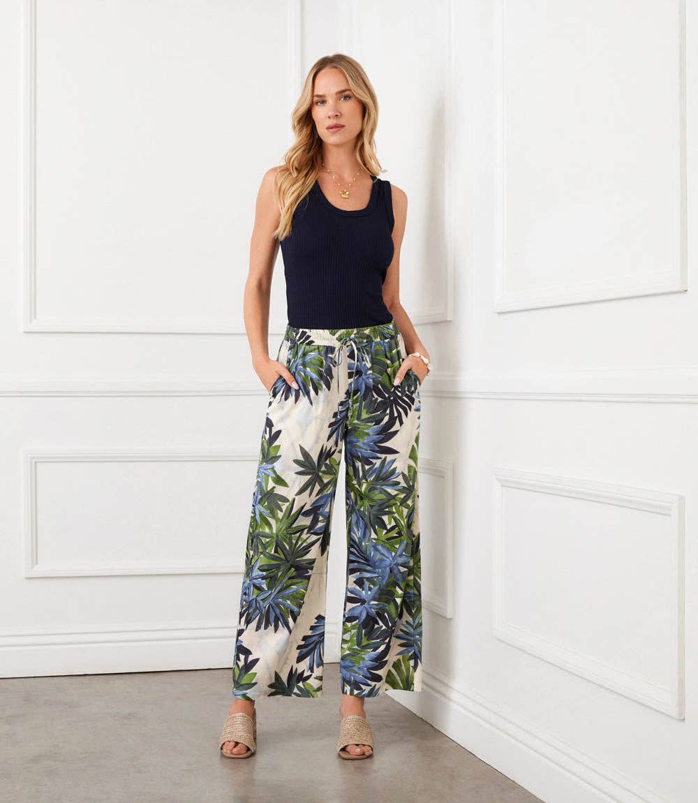 Island Palms Drawstring Ankle Pants
