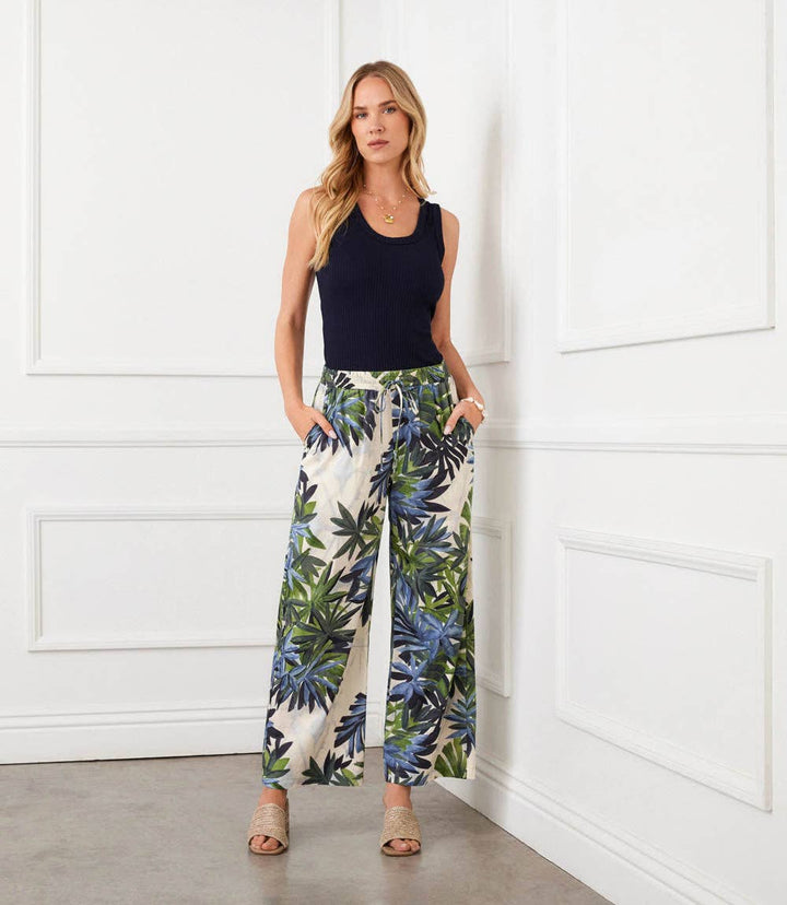 Island Palms Drawstring Ankle Pants