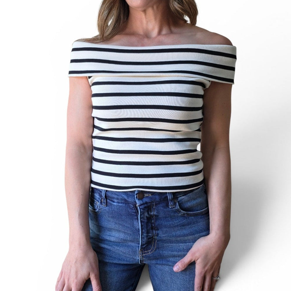 Kerry Striped Off-Shoulder Knit Top