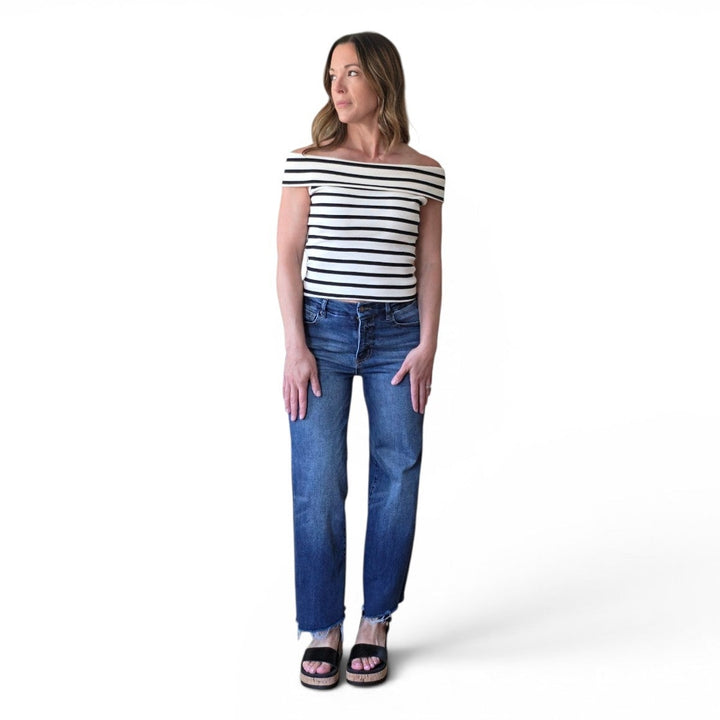 Kerry Striped Off-Shoulder Knit Top