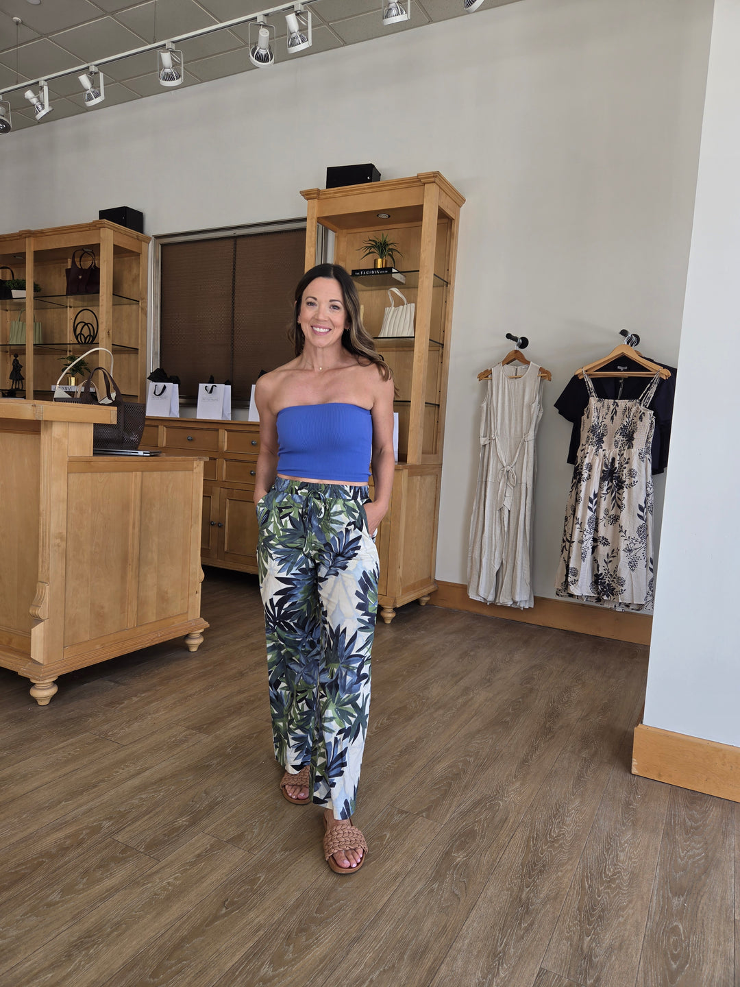 Island Palms Drawstring Ankle Pants